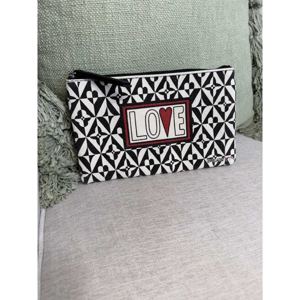 Brighton Tom Clancy Love Pouch Black White Zipper Red Heart Pop Art Style NWOT